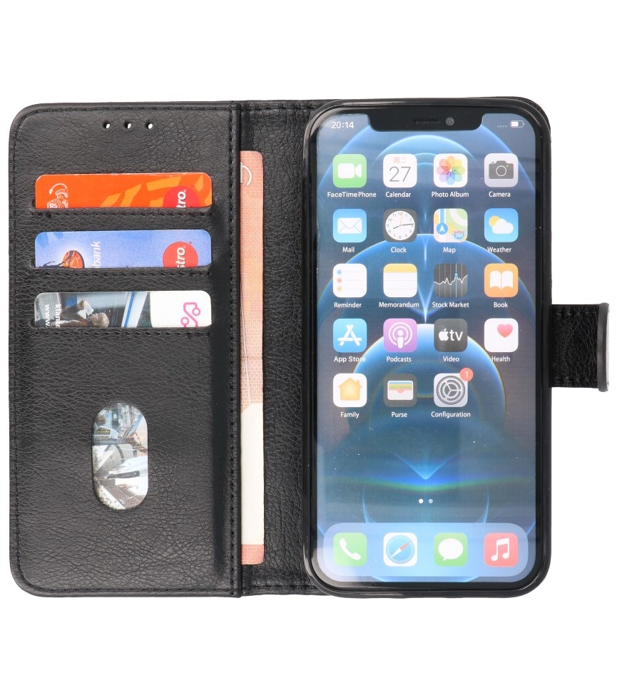 Bookstyle Wallet Cases Coque pour iPhone 14 Pro Noir