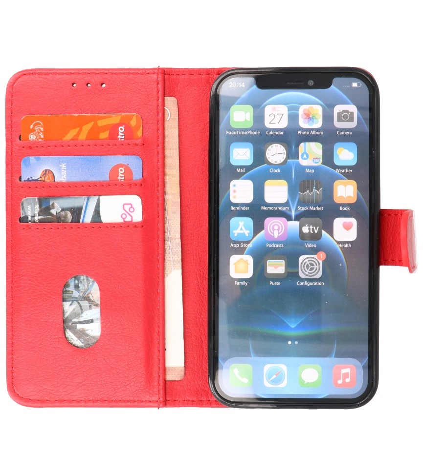 Bookstyle Wallet Cases Funda para iPhone 14 Rojo