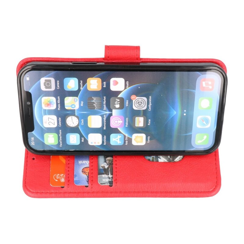 Bookstyle Wallet Cases Coque pour iPhone 14 Pro Max Rouge