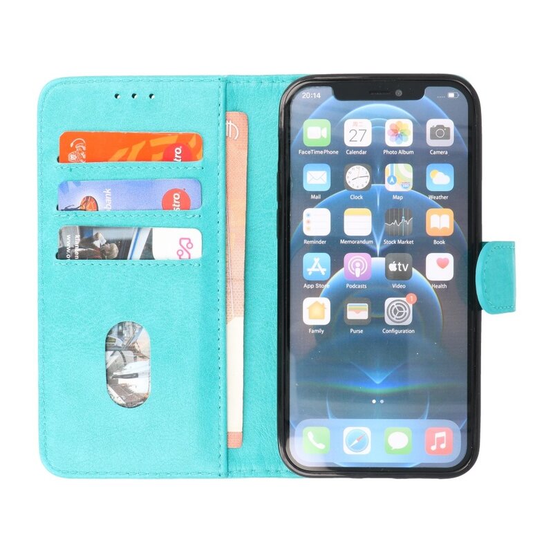 Bookstyle Wallet Cases Hülle für iPhone 14 Grün
