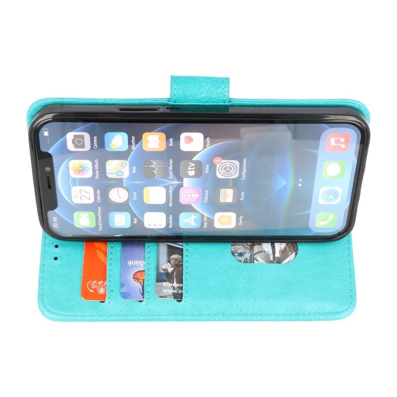Bookstyle Wallet Cases Hülle für iPhone 14 Grün
