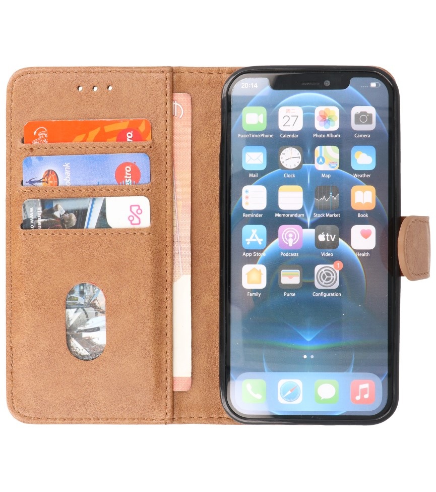 Bookstyle Wallet Cases Hülle für iPhone 14 Pro Max Braun