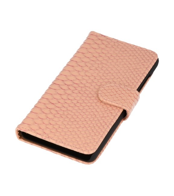 Serpiente estilo del libro de caja para la Galaxy S8 rosa claro