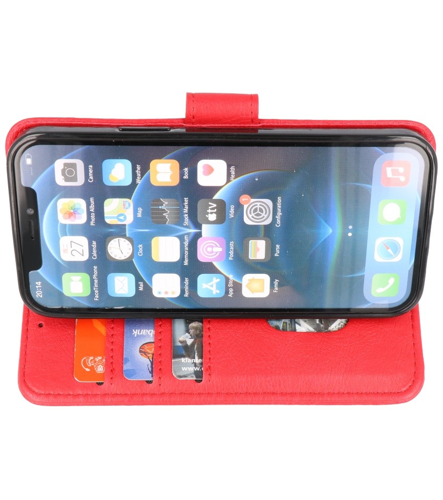 Bookstyle Wallet Cases Coque pour iPhone 14 Plus Rouge
