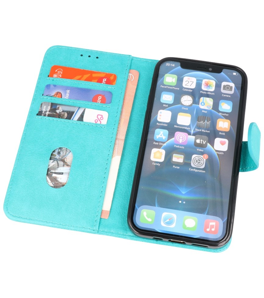 Bookstyle Wallet Cases Hülle für iPhone 14 Plus Grün