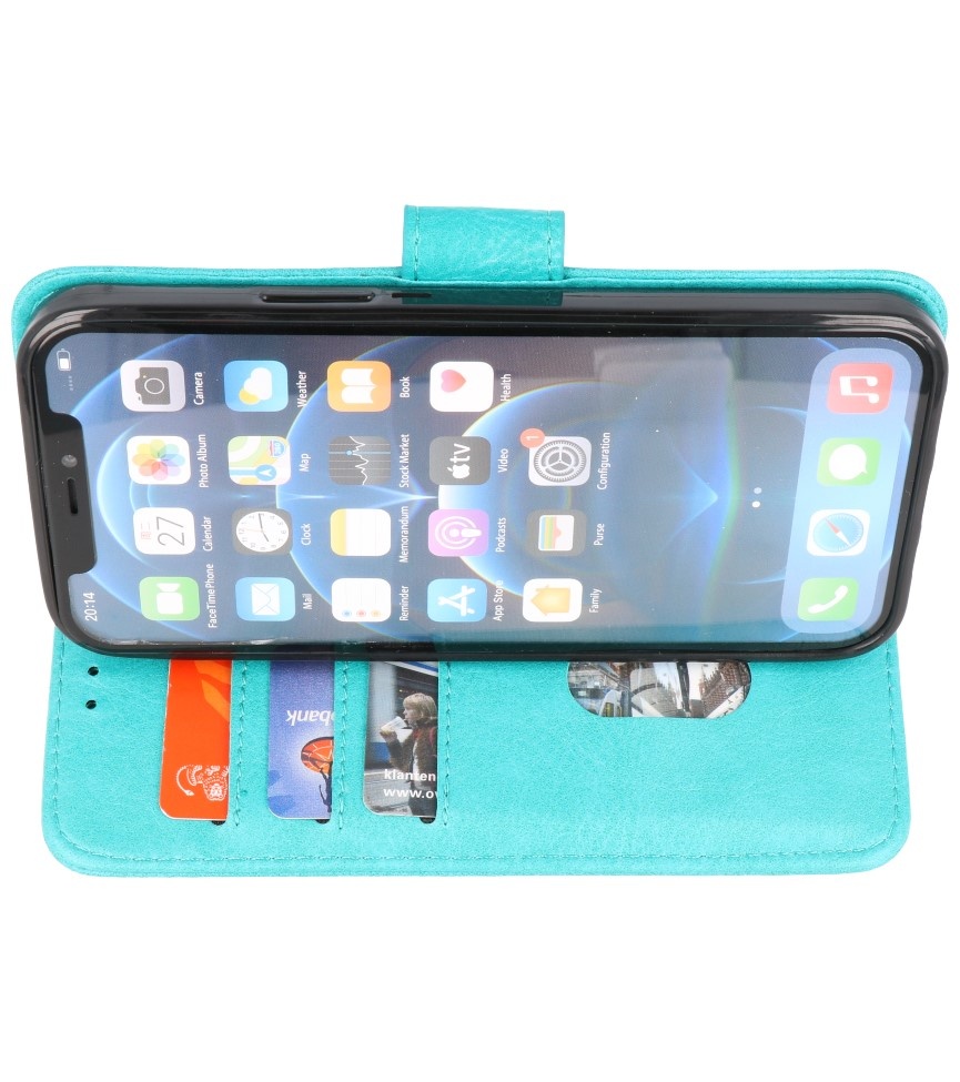 Bookstyle Wallet Cases Coque pour iPhone 14 Plus Vert