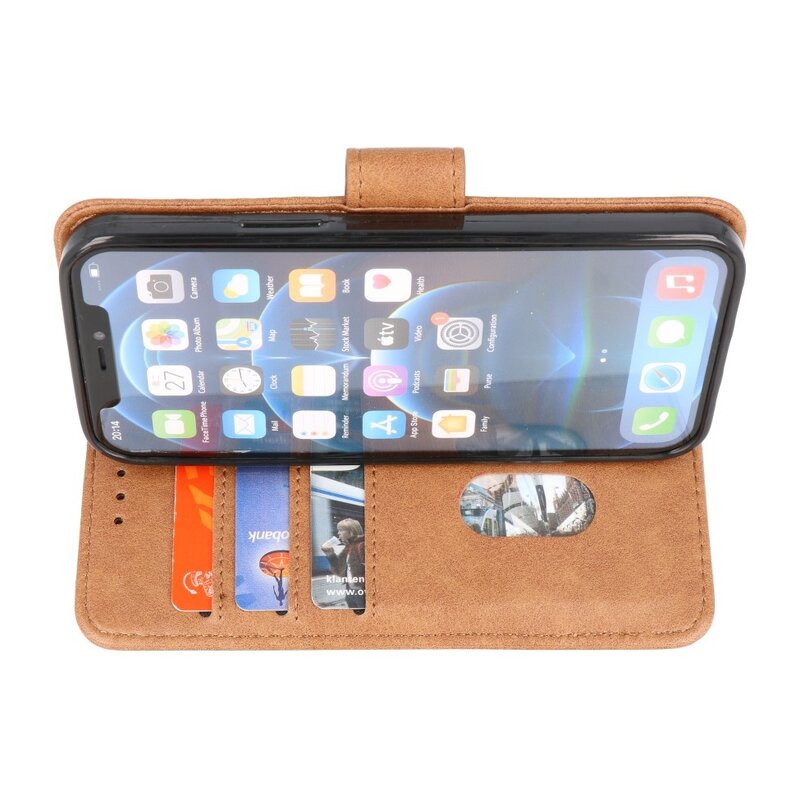 Bookstyle Wallet Cases Hülle für iPhone 14 Plus Braun