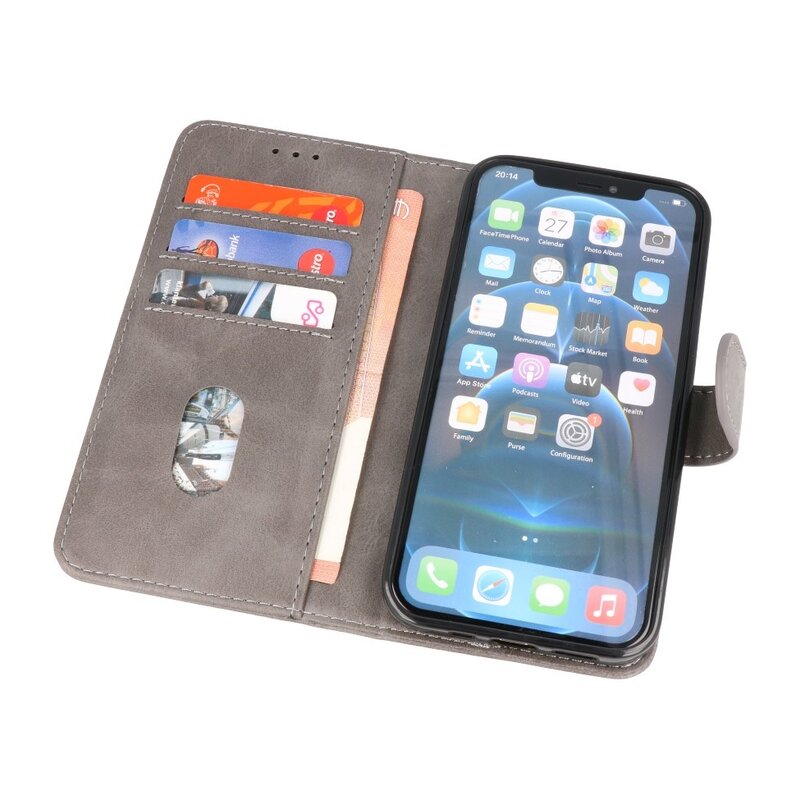 Bookstyle Wallet Cases Hülle für iPhone 14 Plus Grau