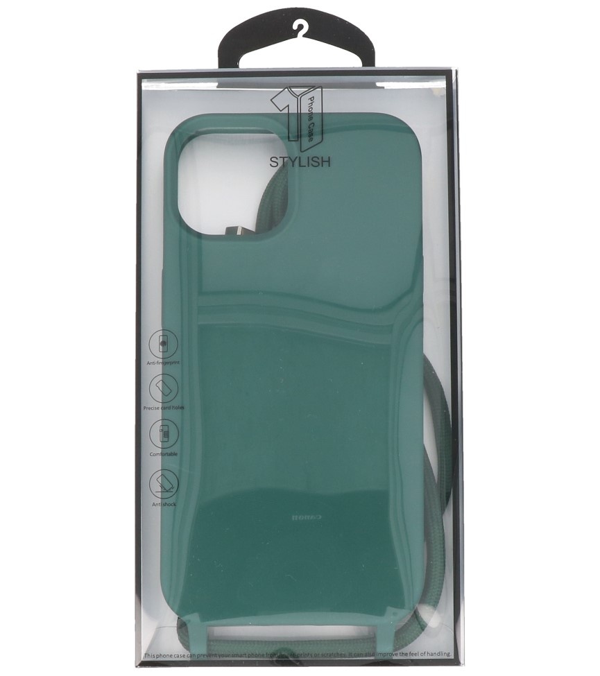 Coque 2,5 mm avec cordon pour iPhone 14 vert foncé