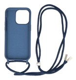 2,5 mm Hülle mit Kordel für iPhone 14 Pro Navy
