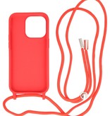 2,5 mm Hülle mit Kordel für iPhone 14 Pro Rot