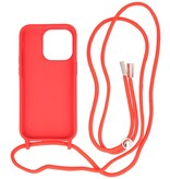 2,5 mm Hülle mit Kordel für iPhone 14 Pro Rot