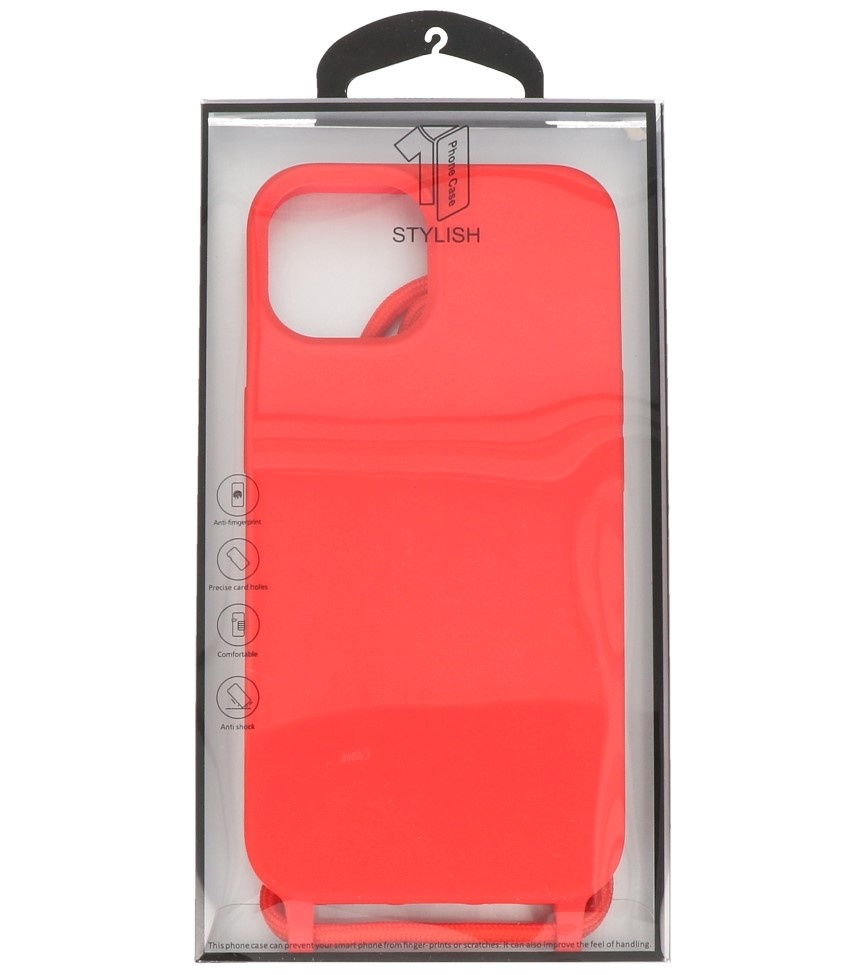2,5 mm Hülle mit Kordel für iPhone 14 Plus Rot