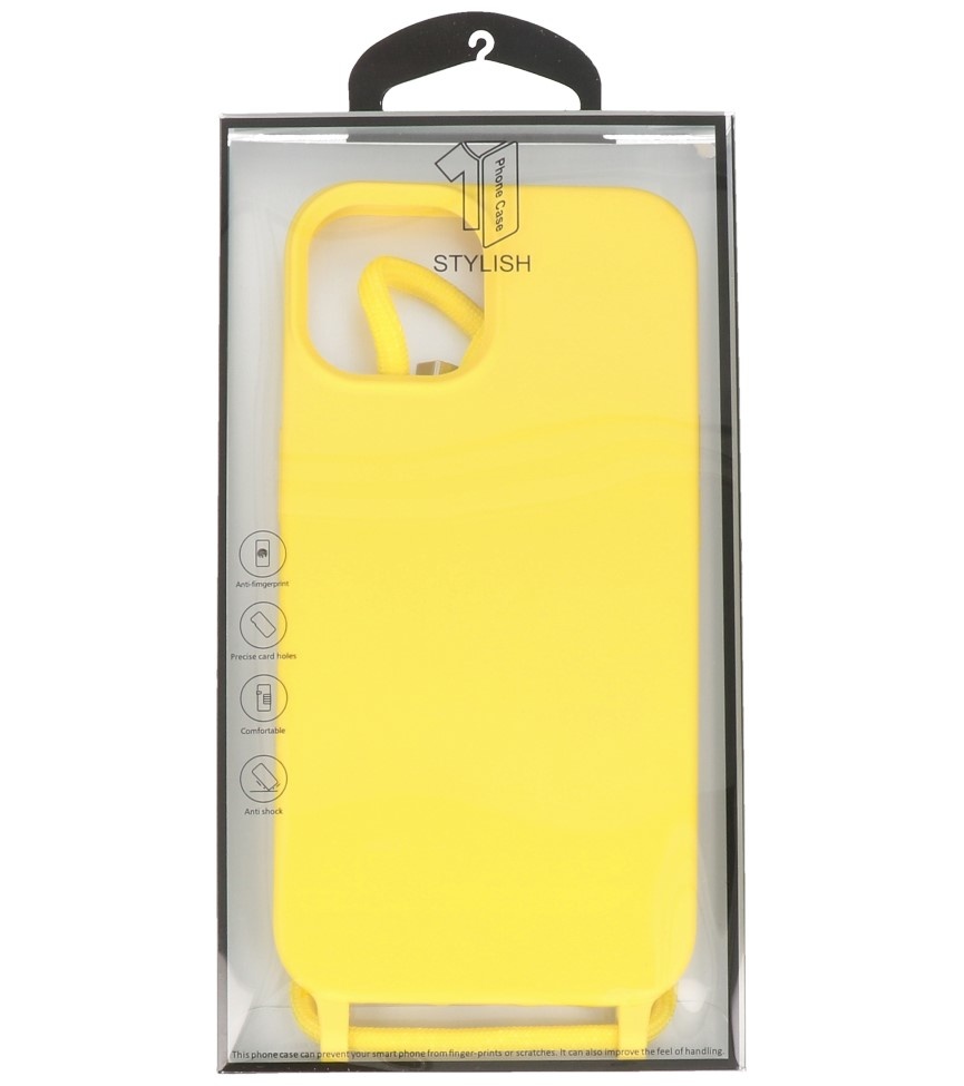 2,5 mm Hülle mit Kordel für iPhone 14 Plus Gelb