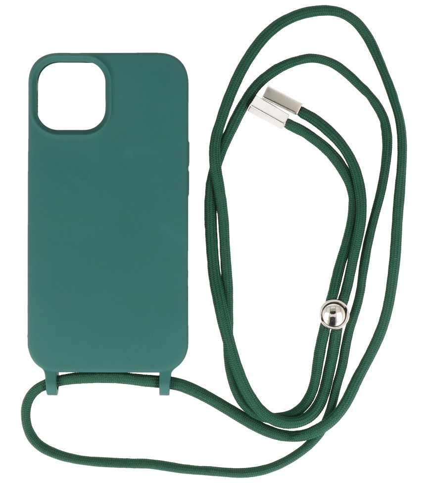 Funda de 2,5 mm con cordón para iPhone 14 Plus verde oscuro