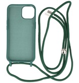Funda de 2,5 mm con cordón para iPhone 14 Plus verde oscuro