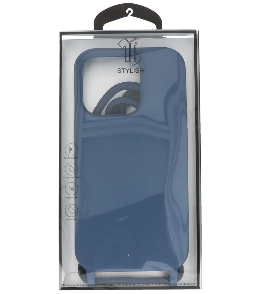 Funda de 2,5 mm con cordón para iPhone 14 Pro Max azul marino