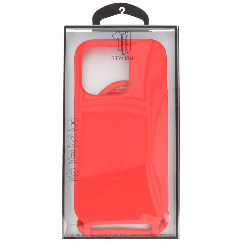 2,5 mm etui med ledning til iPhone 14 Pro Max Rød