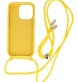 Funda de 2,5 mm con cordón para iPhone 14 Pro Max amarillo