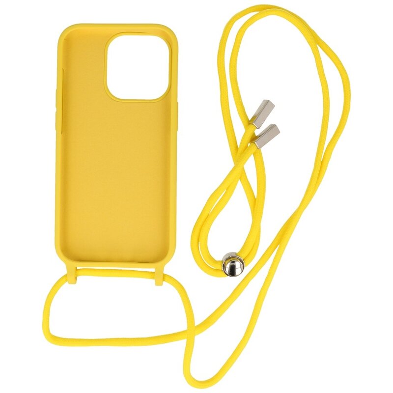 Funda de 2,5 mm con cordón para iPhone 14 Pro Max amarillo