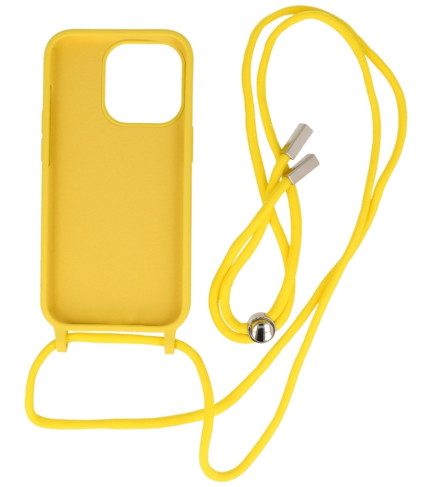 Funda de 2,5 mm con cordón para iPhone 14 Pro Max amarillo