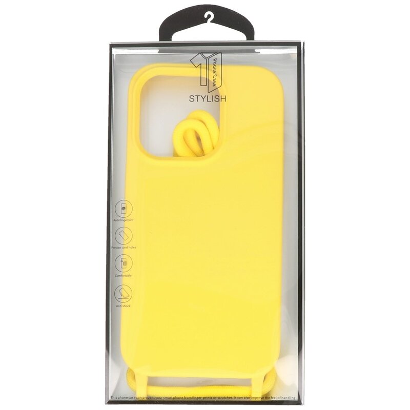 Funda de 2,5 mm con cordón para iPhone 14 Pro Max amarillo