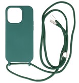 Funda de 2,5 mm con cordón para iPhone 14 Pro Max verde oscuro