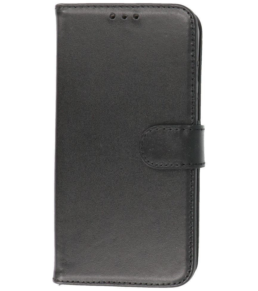 Custodia a portafoglio in vera pelle per iPhone 14 Pro Max nera