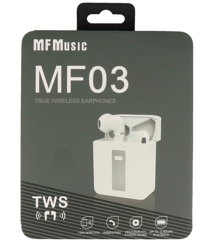 Auricular Bluetooth MT TWS MF-03 Blanco