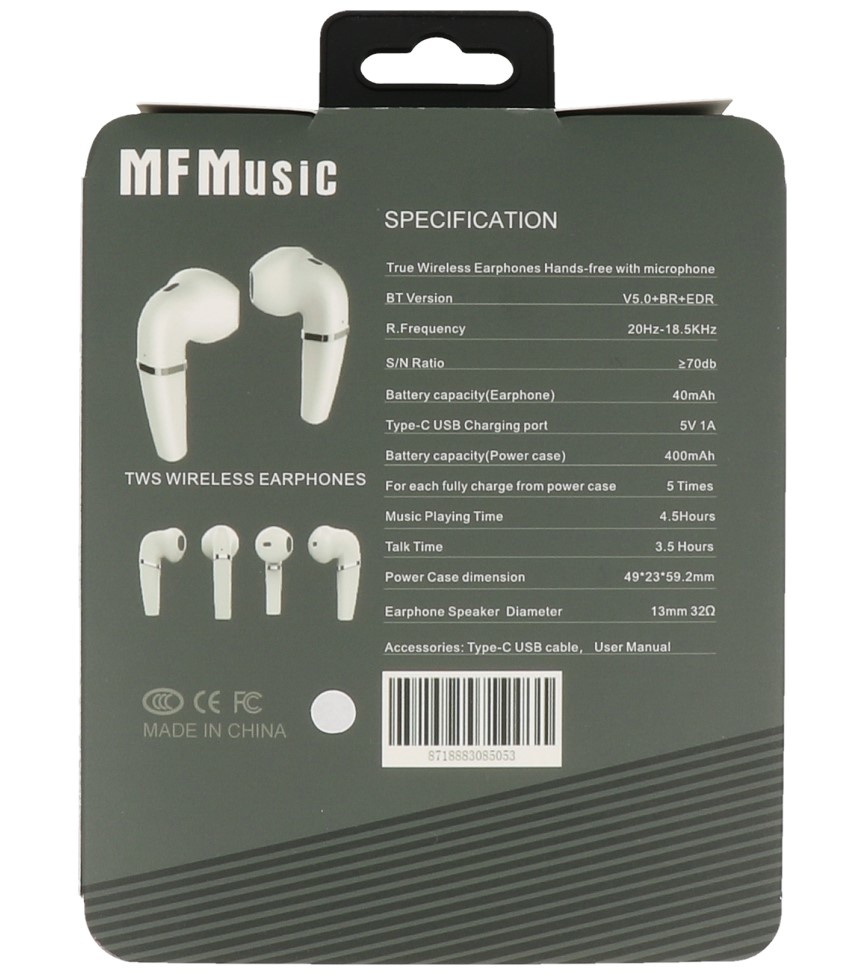 MT TWS Bluetooth-Headset MF-03 Weiß