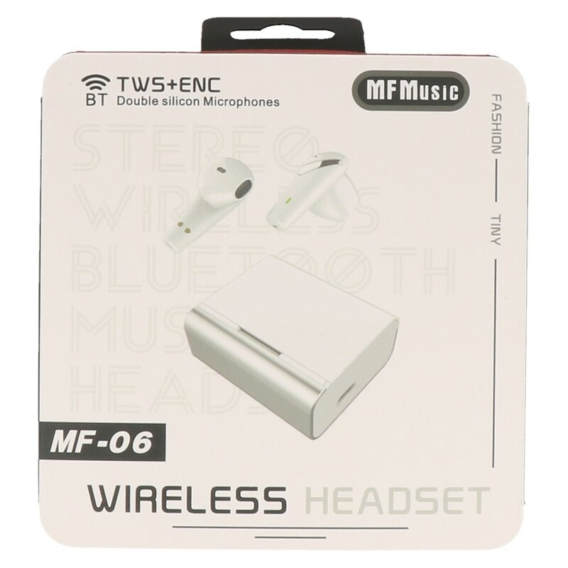 MF Headset Oreillette Bluetooth MF TWS + ENC MF-06 Blanc