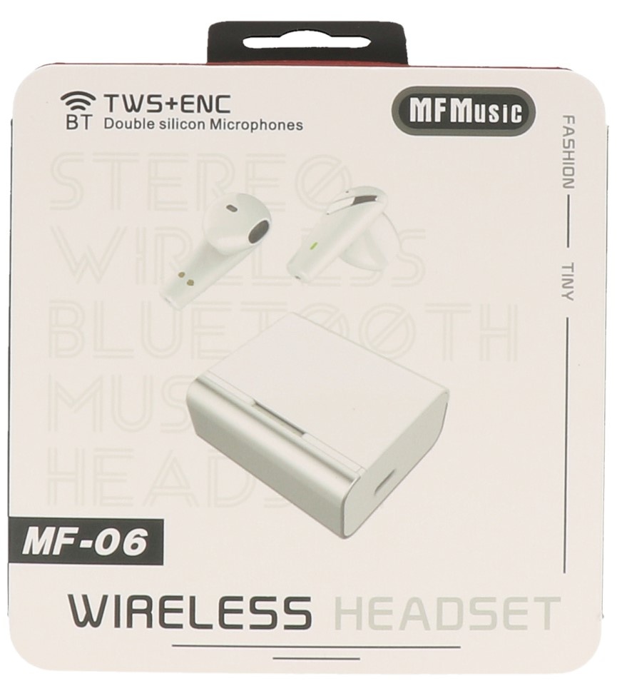 MF TWS + ENC Bluetooth Headset MF-06 Wit