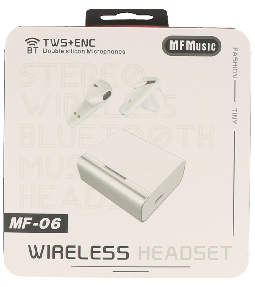 Oreillette Bluetooth MF TWS + ENC MF-06 Blanc