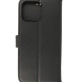 Echt Lederen Hoesje Wallet Case voor iPhone 14 Pro Zwart