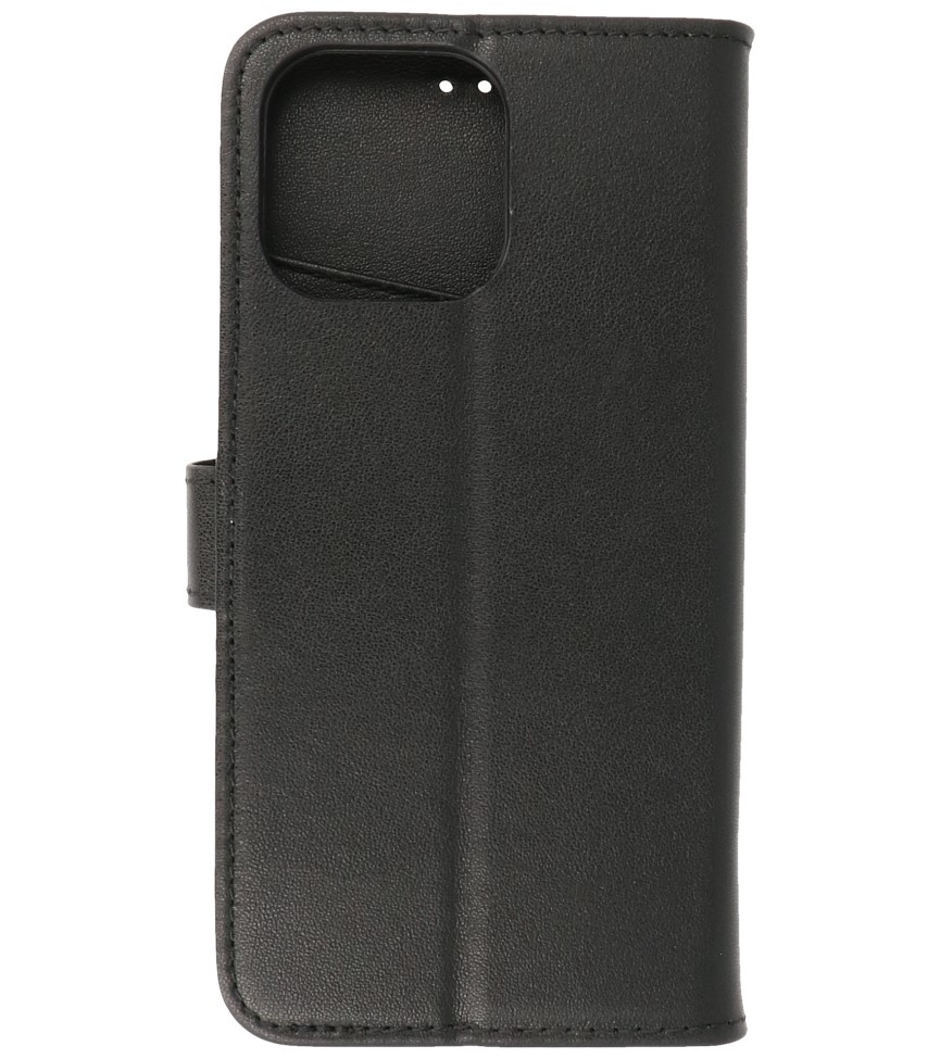 Étui portefeuille en cuir véritable pour iPhone 14 Pro Noir