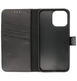 Echt Lederen Hoesje Wallet Case voor iPhone 14 Pro Zwart