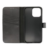 Echt Lederen Hoesje Wallet Case voor iPhone 14 Pro Zwart