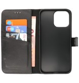 Echt Lederen Hoesje Wallet Case voor iPhone 14 Pro Zwart