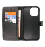 Echtes Leder Case Wallet Case für iPhone 14 Pro Schwarz