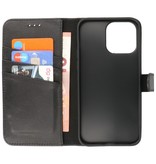 Étui portefeuille en cuir véritable pour iPhone 14 Pro Max Noir