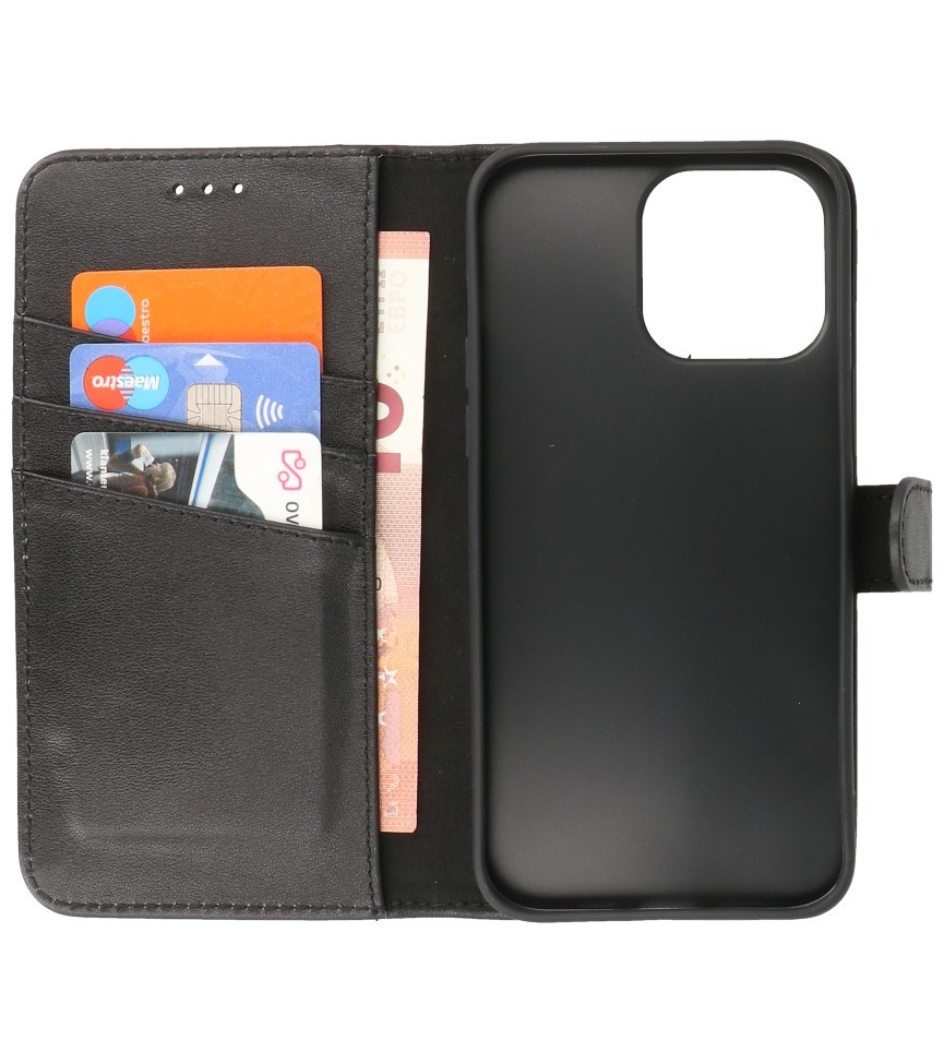 Genuine Leather Case Wallet Case for iPhone 14 Pro Max Black