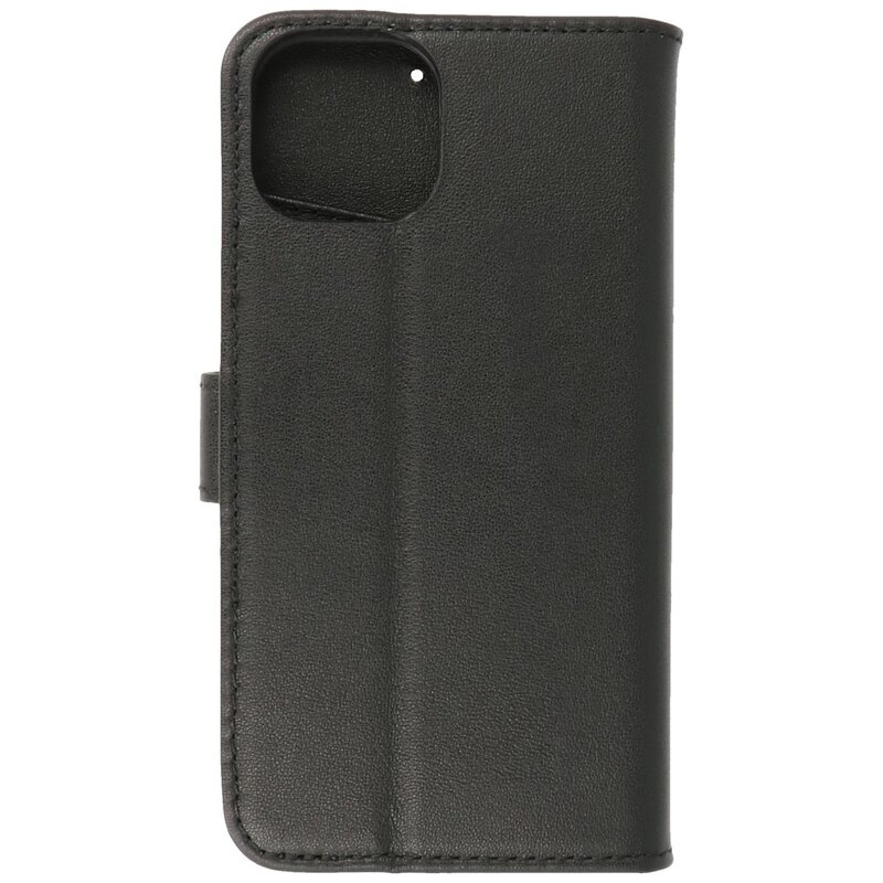 Echt Lederen Hoesje Wallet Case voor iPhone 14 Plus Zwart