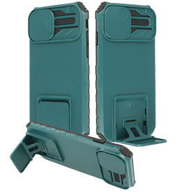 Window - Stand Backcover voor iPhone 14 Donker Groen
