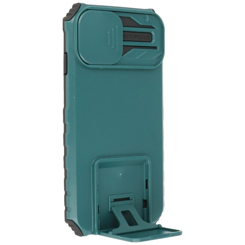 Window - Carcasa Trasera con Soporte para iPhone 14 Pro Max Verde Oscuro