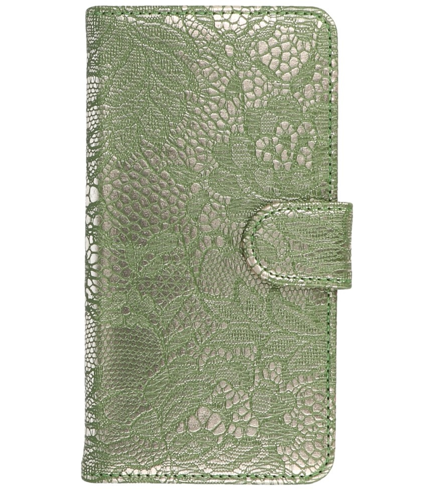 Lace Bookstyle Hoes voor Galaxy S4 i9500 Donker Groen
