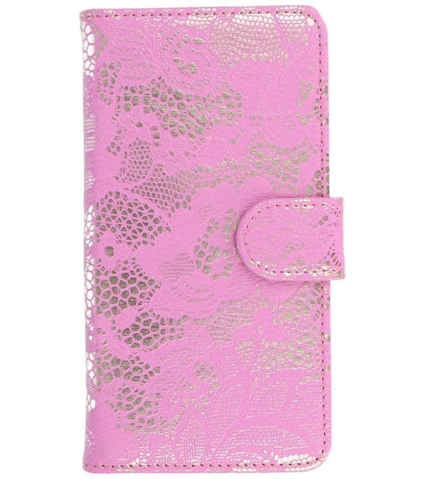 Lace Bookstyle Case for Galaxy S5 G900F Pink