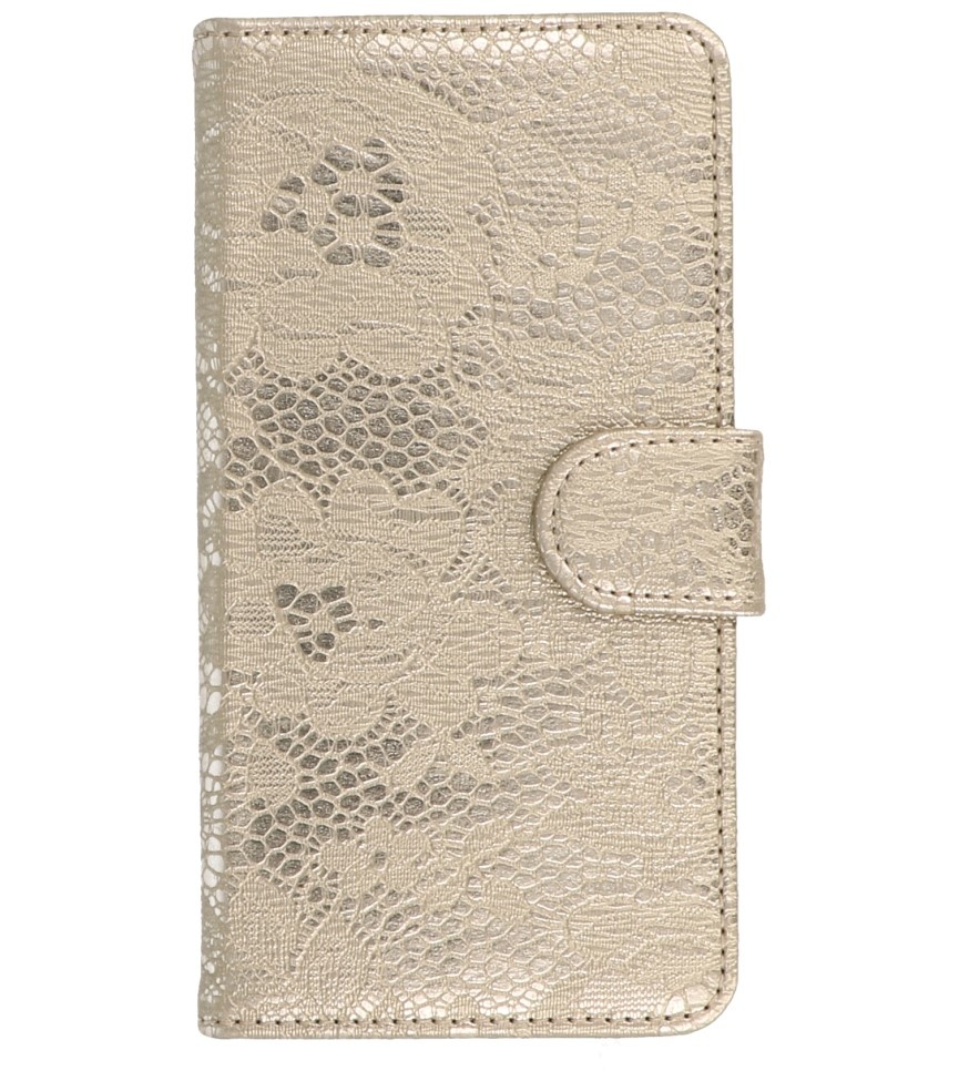 Lace Book Style Taske til Nokia Lumia 830 Guld