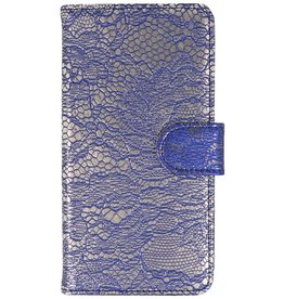 Lace Book Style Taske til Galaxy S4 i9500 Blå