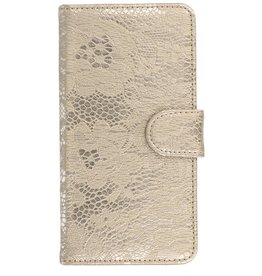 Lace-Buch-Art-Fall für Galaxy S4 i9500 Gold-