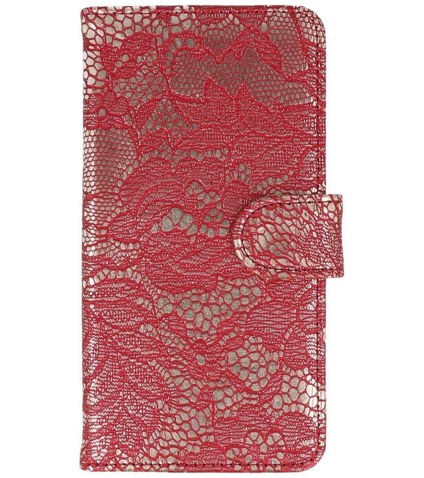 Lace Bookstyle Hoes voor Galaxy S4 i9500 Rood